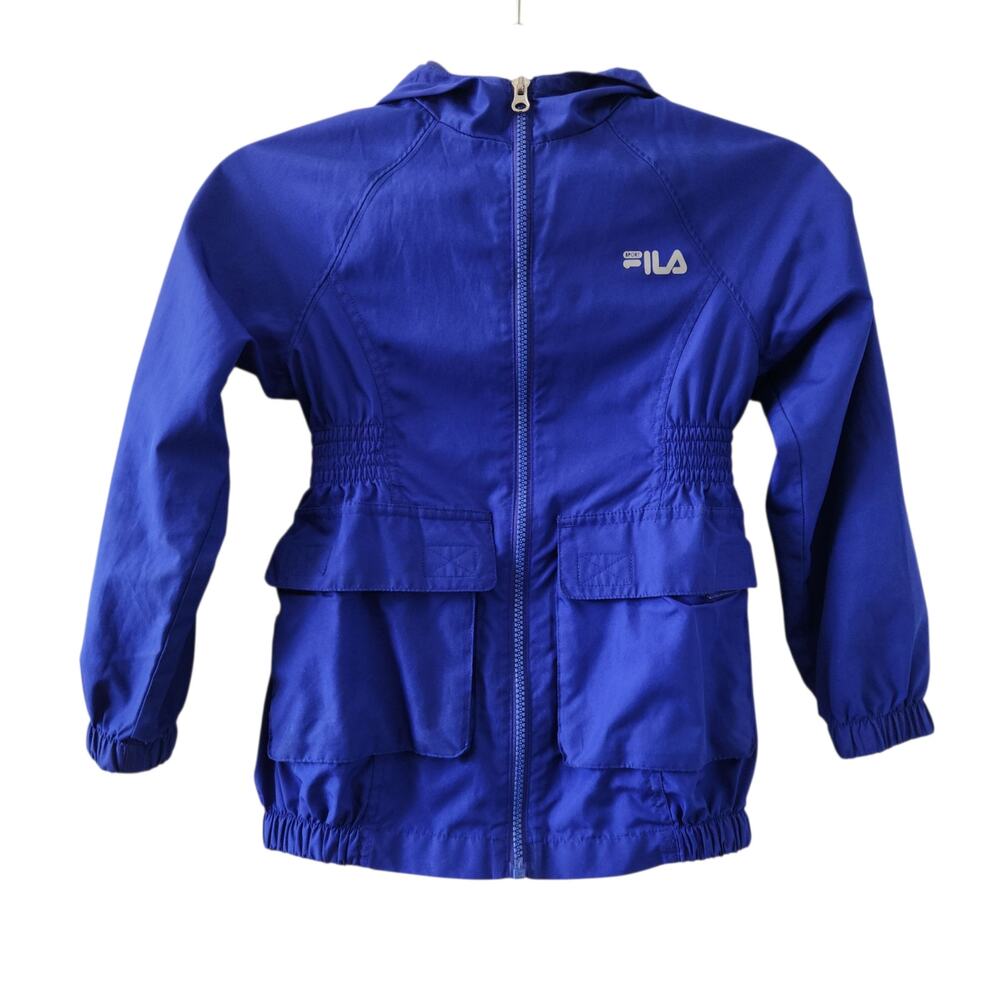 Girls Fila Windbreaker Jacket Size XS/Small 7-8 Kids Zip Up, Hooded Coat